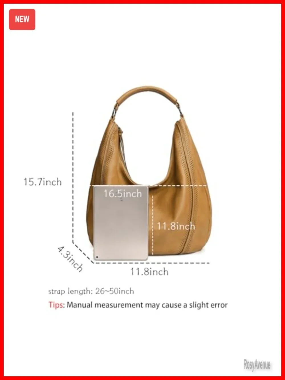 Vegan Leather Hobo Shoulder Bag Tote with Adjustable Crossbody Strap